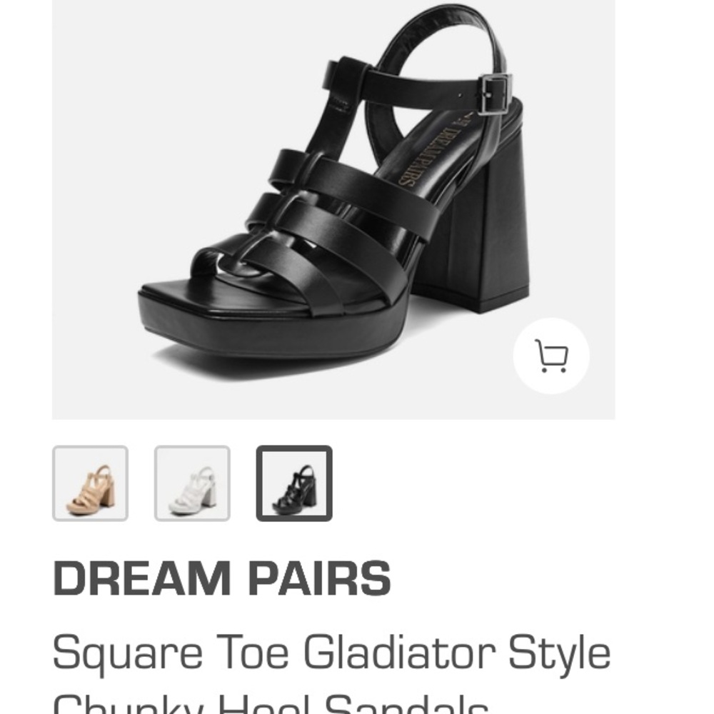 Dream Pairs Black Chunky Heel Gladiator Sandals